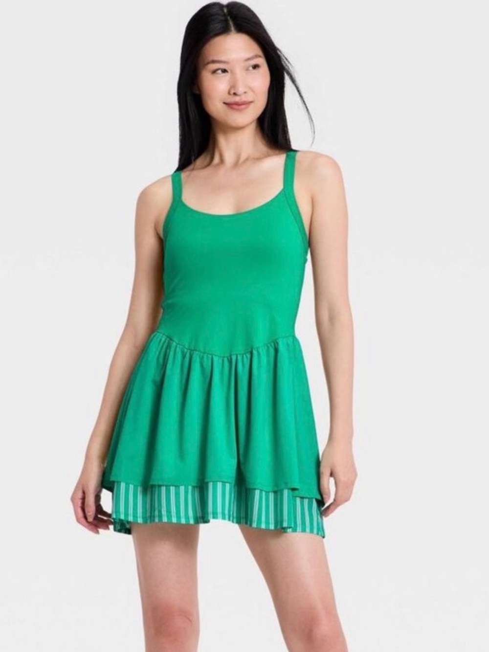 All in Motion Green Sleeveless Tiered Active Dress